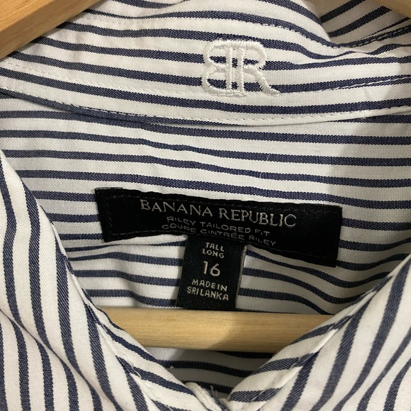 Blue White Stripe Button Shirt - Picture 2 of 2